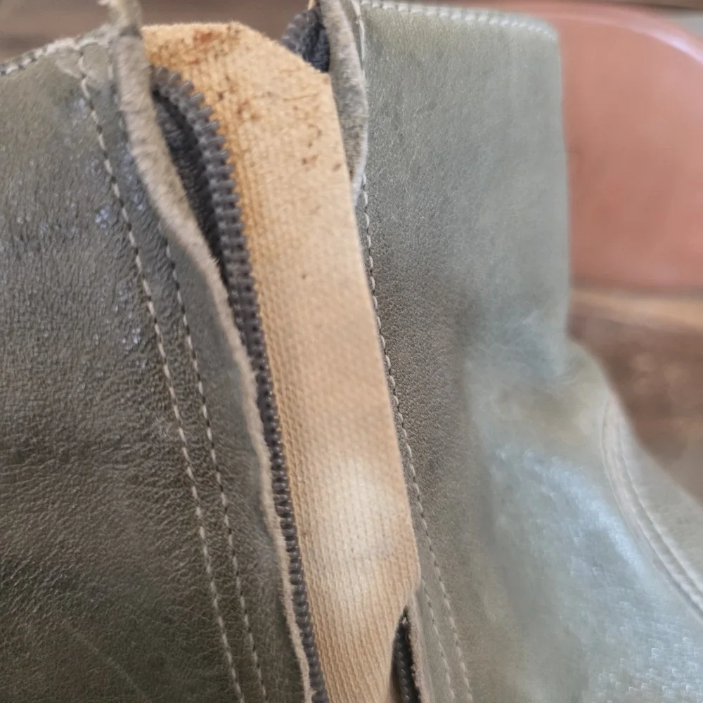 Landis Boots Womens Size 8D Light Green Leather Zip Closure Western Cowboy Short